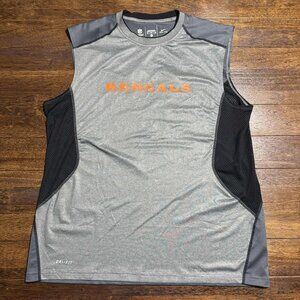 Nike Dri-Fit Genuine NFL ON Field Gray Cincinnati Bengals Sleeveless Sz XL